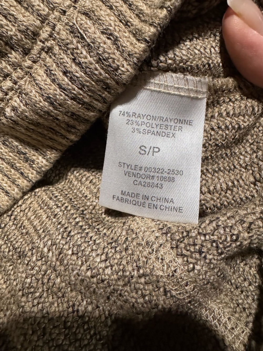 NWOT Eclipse Ribbed V-Neck Sweater in two-tone Brown - Picture 5 of 12